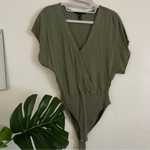 forever 21 sage bodysuit blouse